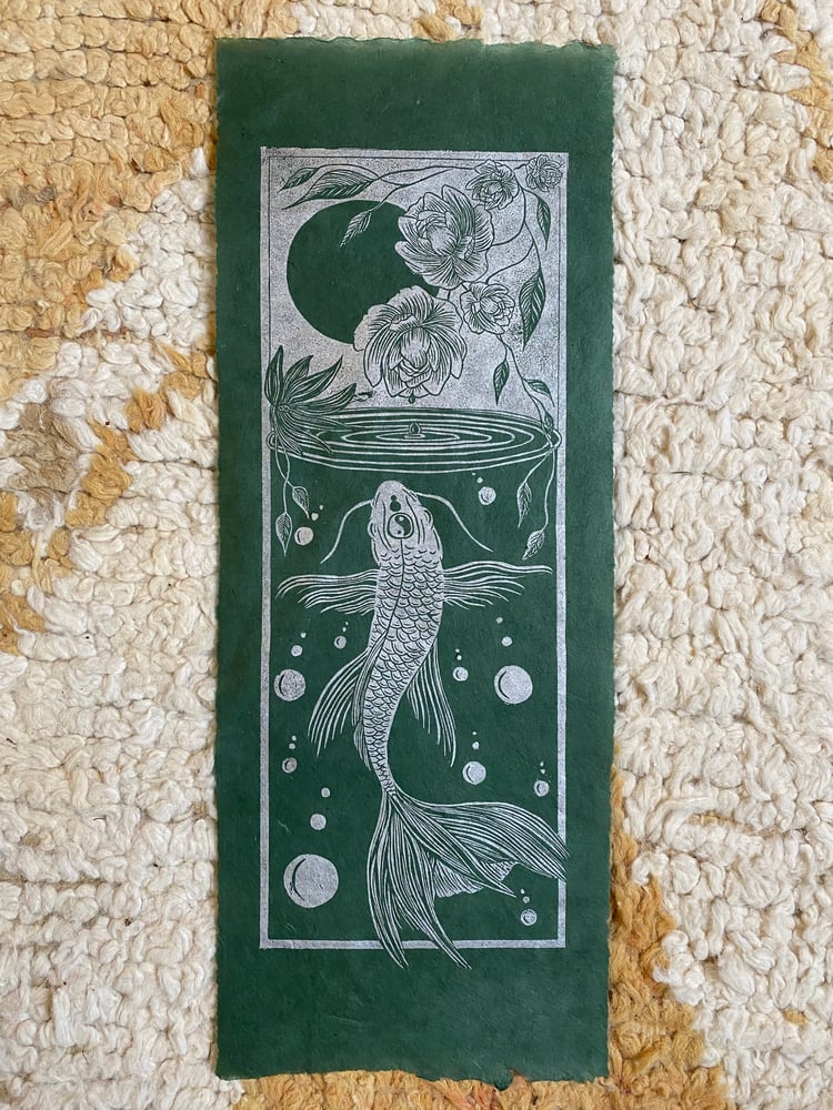 Image of Koi Pond on Green Lokta