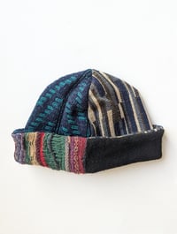 Image 1 of Upcycled Reversible Beanie Navy Blue x Coogi