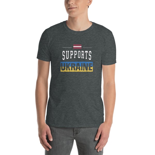 Image of Latvia supports Ukraine Unisex T-Shirt