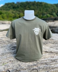 Image 2 of Fatigue Green “Bucket Skull” Tee