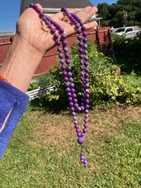 Image 5 of Charoite Phosphosiderite Mala Necklace, Phosphosiderite Charoite 108 Bead Hand Knotted Gemstone 
