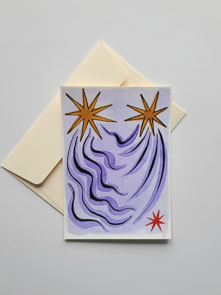 Image of Carte illustrée originale étoiles filantes