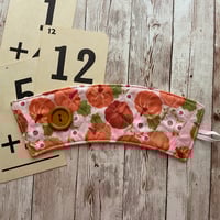 Image 1 of “Coral Pink Pumpkins” Quilted Hot/Cold Cup Cozy