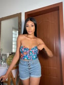 African Print Crop Corset In One Colour 