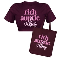 Image 1 of Rich Auntie Vibes Crop T-shirt & Tote Bag