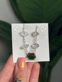 Image 1 of MOLDAVITE X HERKIMER DIAMOND NECKLACE .925 STERLING SILVER C