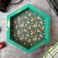 Image 1 of Green Woodland Print Small Hexagon Dice Tray