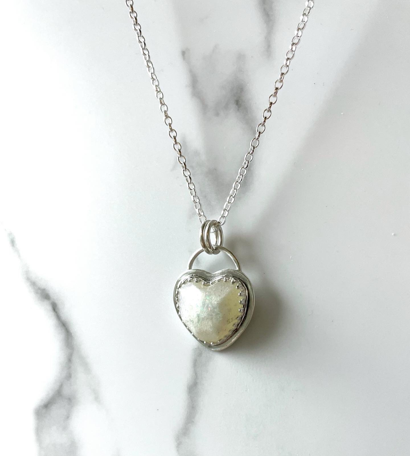 Image of Handmade Sterling Silver Breastmilk / Ashes Heart Shaped Pendant Necklace 925