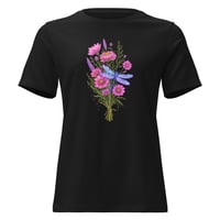 Image 3 of Women's Relaxed T-Shirt, Dragonfly Wildflower Bouquet Tee