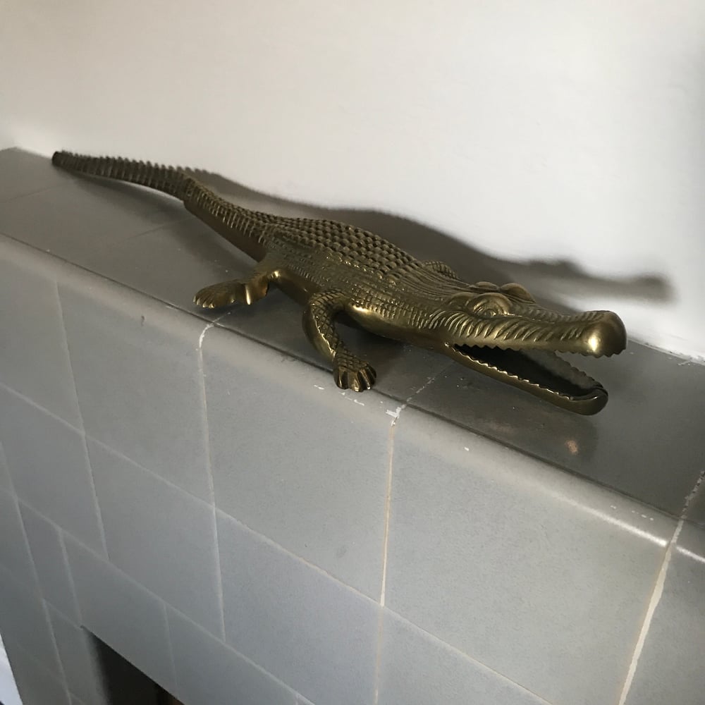Image of Crocodile/Alligator Brass Figurine.