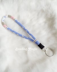 Blue floral lanyard