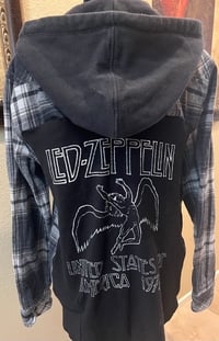 Image 1 of Vintage Black/White Hoodie Flannel Jacket Led Zeppelin