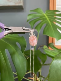 Image 2 of Silver Flower Agate Oval Crystal Necklace