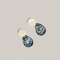 Image 1 of Sterling Silver and Spotty Blue Enamel Mussel Earrings