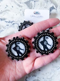 Image 2 of Black & Silver Dancing Elvis Earrings (Dangly or Studs)