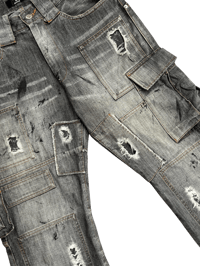 Image 4 of Cabane de Zucca Patch Distressed Denim Cargos - 34