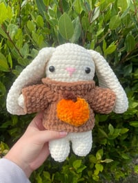 Image 1 of bunny in an autumn sweater plushie