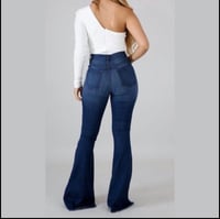 Image 2 of Denim 5 pocket Flare Jeans