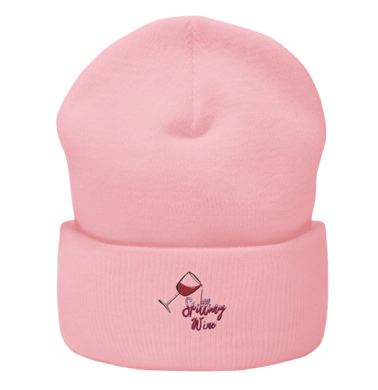 Pink Embroidered Beanie