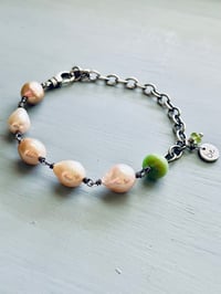 Image 3 of chunky baroque pearl and chalcedony bracelet