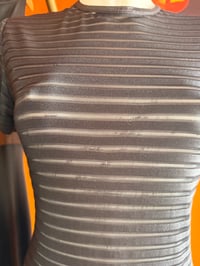 Image 4 of Sheer Stripe Mesh Maxi Dress M