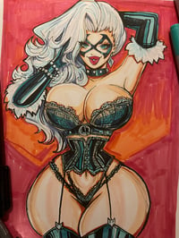 Image of Black Cat Lingerie Original copic sketch 