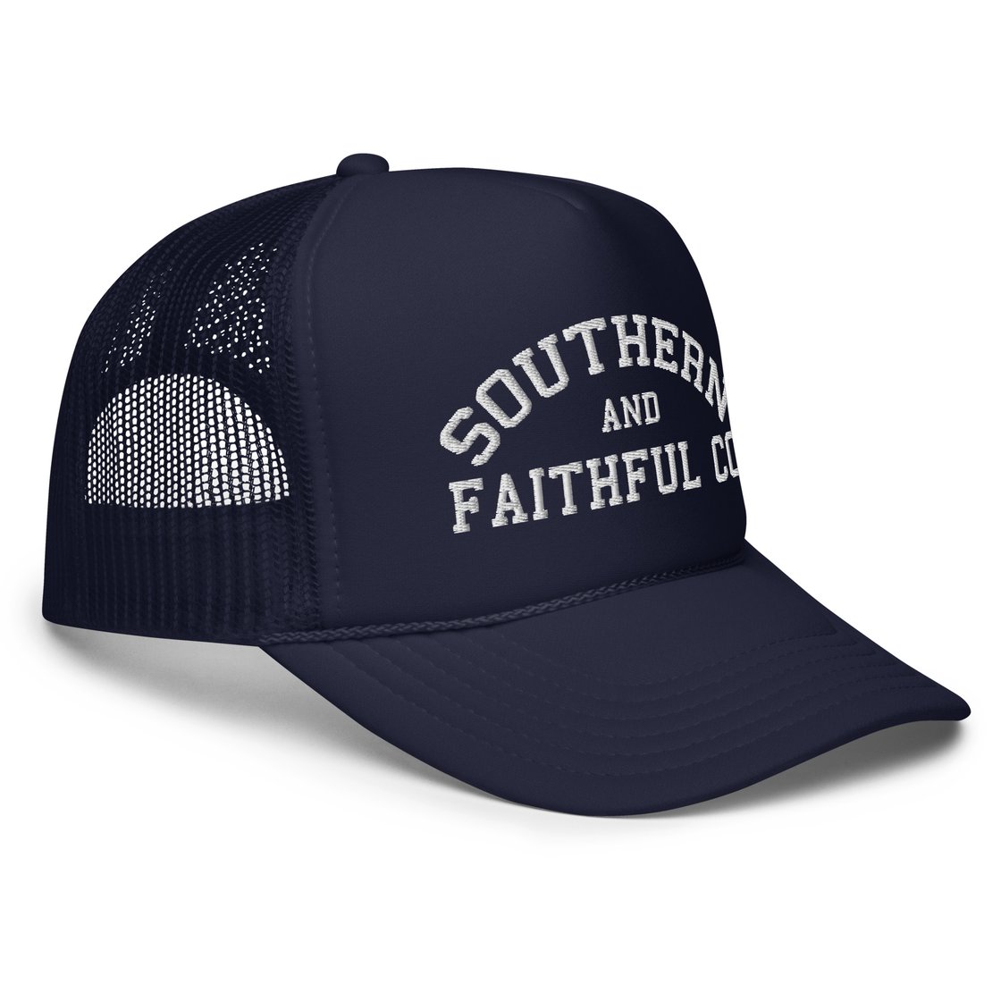 Image of Southern and Faithful Trucker- Navy and White