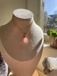 Image 3 of Gold Rose Quartz Oval Crystal Necklace