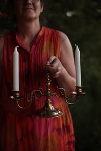 Image 1 of Kerzenständer, zweiflammig, Messing, mit Haltering