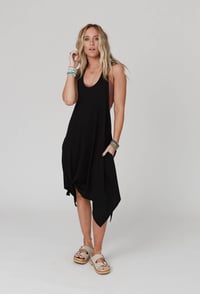 Image 1 of Morning Dew Uneven Edge Mini Dress-Black