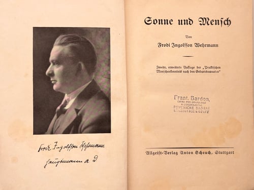 Image of Original Book from Library of Franz Bardon - Wehrmann: Sonne und Mensch (1927)