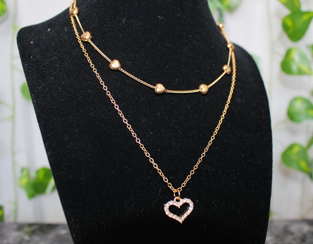 Image of Gold Floating Hearts Necklace