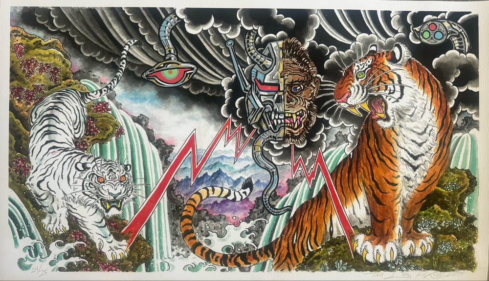 Image of Tim Lehi Hand Embellished "Tiger Book Cover" Giclée Print Signed & Numbered 24/25