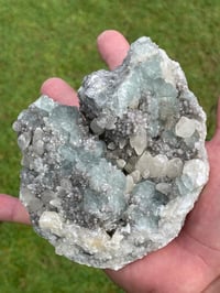 Image 1 of Green Fluorite & Druzy Quartz With UV Calcite Specimen #1840
