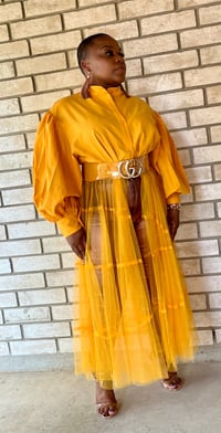 Image 4 of Dijon belle sleeve top w/mesh contrast