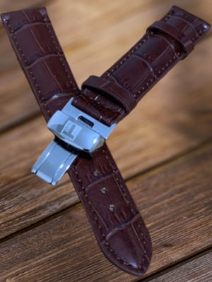 Image of Tissot Brown 18mm DEPLOYMENT Water Proof Premium Leather Strap in Brown For Tissot Watches.