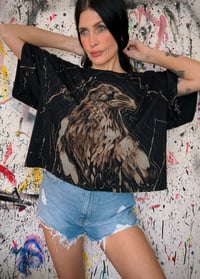 Image 3 of ‘MAGESTIC CROW’ BLEACH PAINTED CROP T-SHIRT XXL