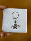 Eye Keychain—silver evil eye 