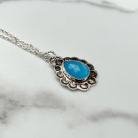 Image 5 of Handmade Sterling Silver Blue Chalcedony Pendant Necklace 925