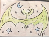 “Green Bat” - 4" x 6” framed watercolor