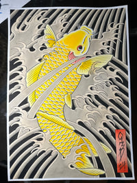 A3 original painting. Golden Koi