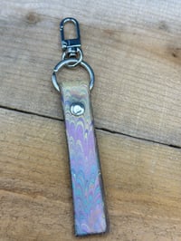Image 1 of Leather Keychain, Hand-marbled Pastel Nonpareil 
