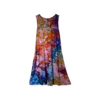 Image 1 of S Knit Pocket Tank Dress in Earthy Rainbow Watercolor Ice Dye