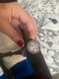 Image 3 of Sceau Napoleon III, en bois tourné noirci, XIXème siecle, Monogramme C E- platine ronde