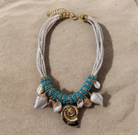 Image 2 of Blue Beaded Shell Necklace