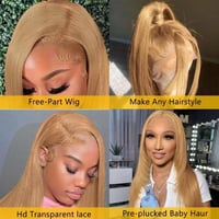 Image 3 of #27 Honey Blonde Human Hair Straight Wig