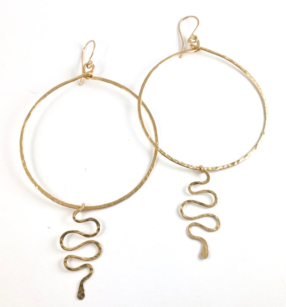 Image of LG 14k Gold Filled Snake Charm Hoops 