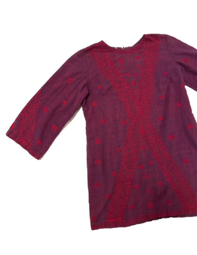 late 60s indian cotton embroidered mini dress