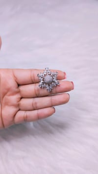 Image 8 of ADR4505_Silver Plated Green Stone Snowflake Design American Diamond Adjustable