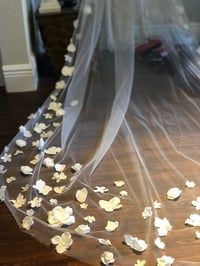 Image 4 of  All White Floral Veil Trim Only